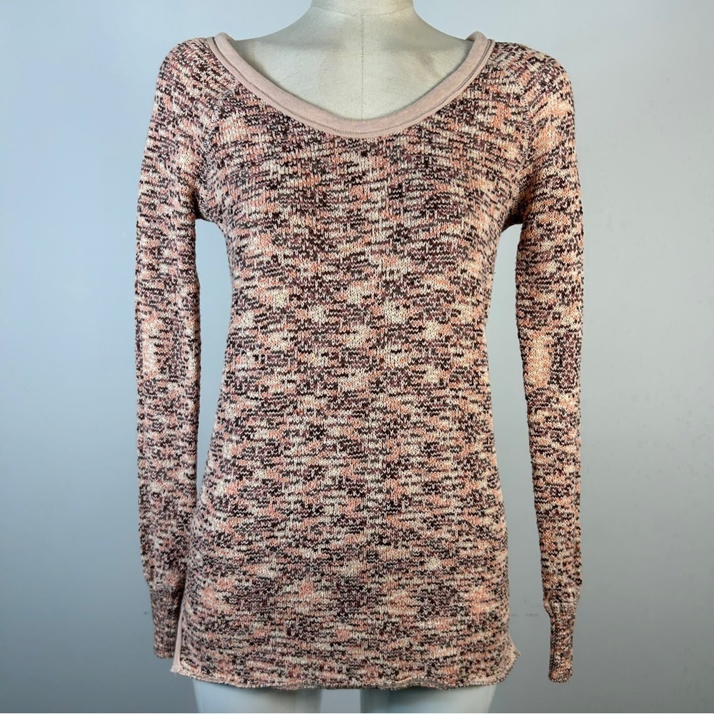 We The Free Pink and Black Cowl Neck Light Sweater M
